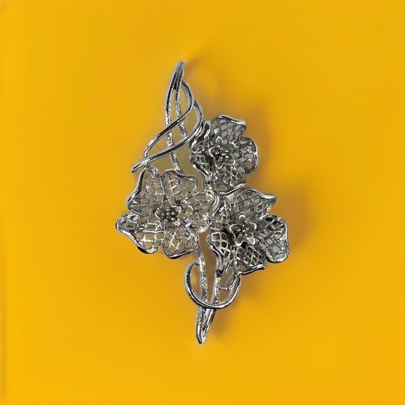 Unser Stunning Silver 5 Leaf Clover Brooch Pin - Picture 1 of 4